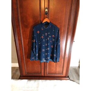 Pendleton RARE CHIEF JOSEPH Silk Shirt Women's Size M Button Up Navy Blue Indigo